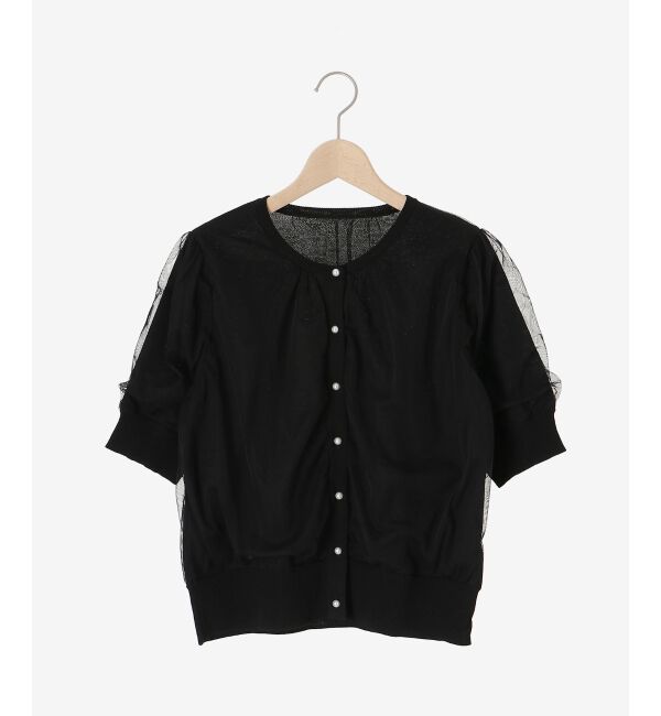 le.coeur blanc「《手洗い可能》Perle Pecheチュールレイヤードカーデ」|カーディガン|