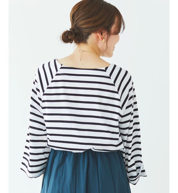 le.coeur blanc「《手洗い可能》ボーダースクエアネックワイドスリーブプルオーバー」|プルオーバー|