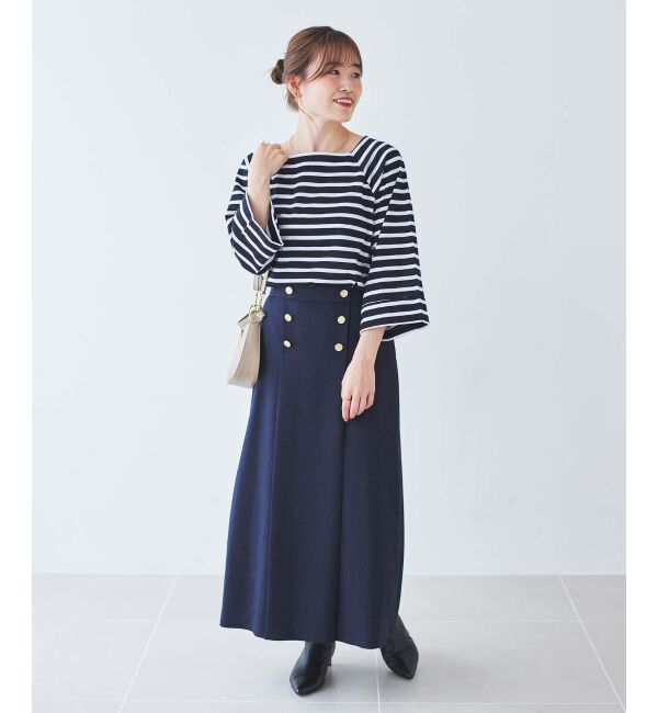 le.coeur blanc「《手洗い可能》ボーダースクエアネックワイドスリーブプルオーバー」|プルオーバー|