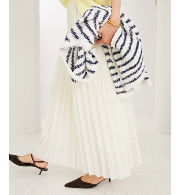 le.coeur blanc「《手洗い可能》麻混シアーランダムプリーツスカート」|スカート|