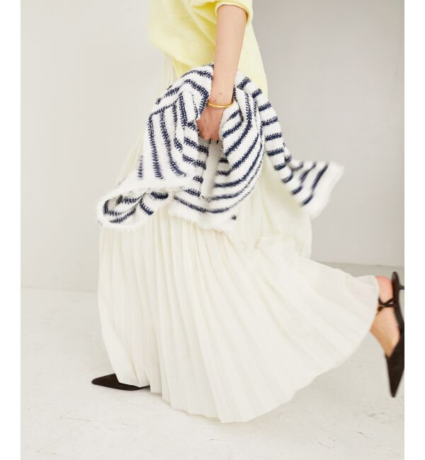 le.coeur blanc「《手洗い可能》麻混シアーランダムプリーツスカート」|スカート|
