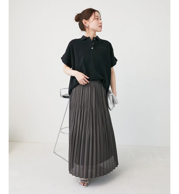 le.coeur blanc「《手洗い可能》麻混シアーランダムプリーツスカート」|スカート|