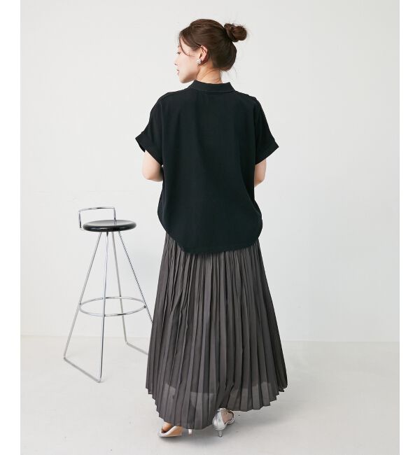 le.coeur blanc「《手洗い可能》麻混シアーランダムプリーツスカート」|スカート|