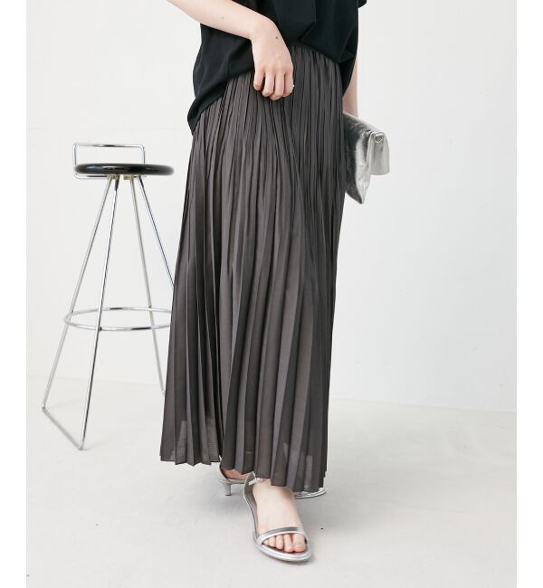 le.coeur blanc「《手洗い可能》麻混シアーランダムプリーツスカート」|スカート|