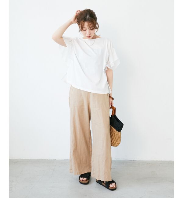  「《夏に向けた快適な1枚》麻ワイドクロップドパンツ」|その他|