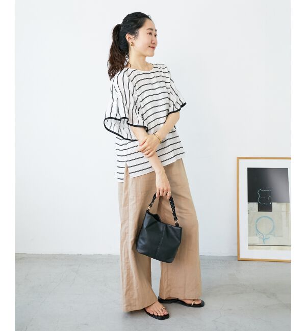  「《夏に向けた快適な1枚》麻ワイドクロップドパンツ」|その他|