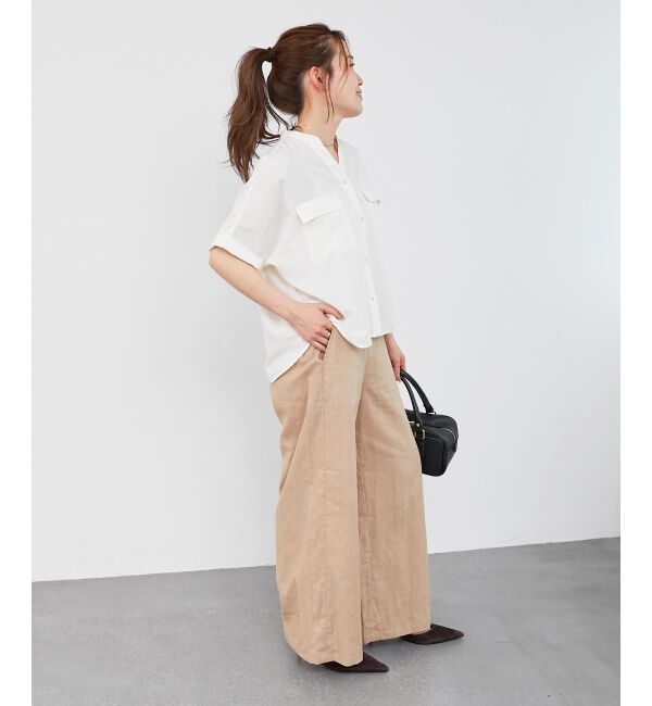  「《夏に向けた快適な1枚》麻ワイドクロップドパンツ」|その他|