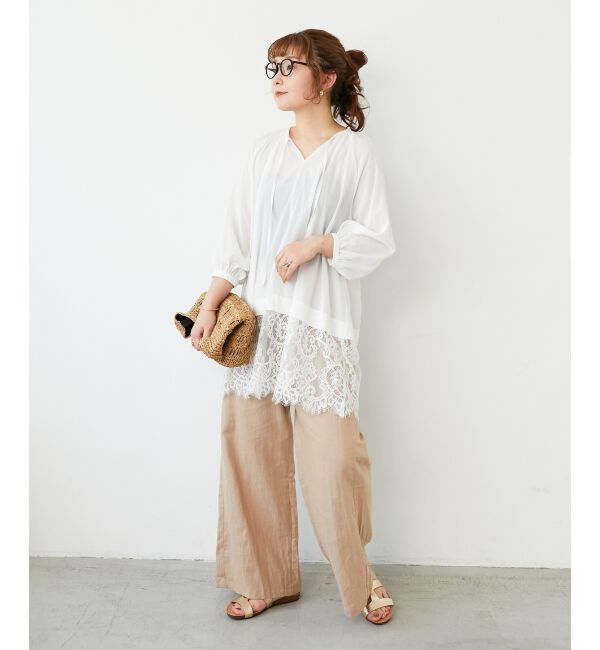  「《夏に向けた快適な1枚》麻ワイドクロップドパンツ」|その他|