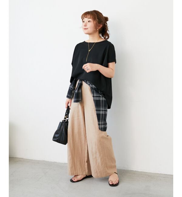  「《夏に向けた快適な1枚》麻ワイドクロップドパンツ」|その他|