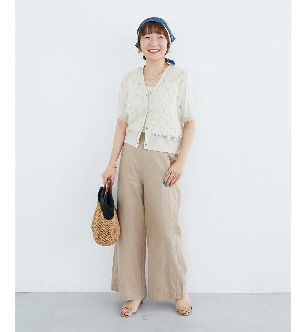  「《夏に向けた快適な1枚》麻ワイドクロップドパンツ」|その他|