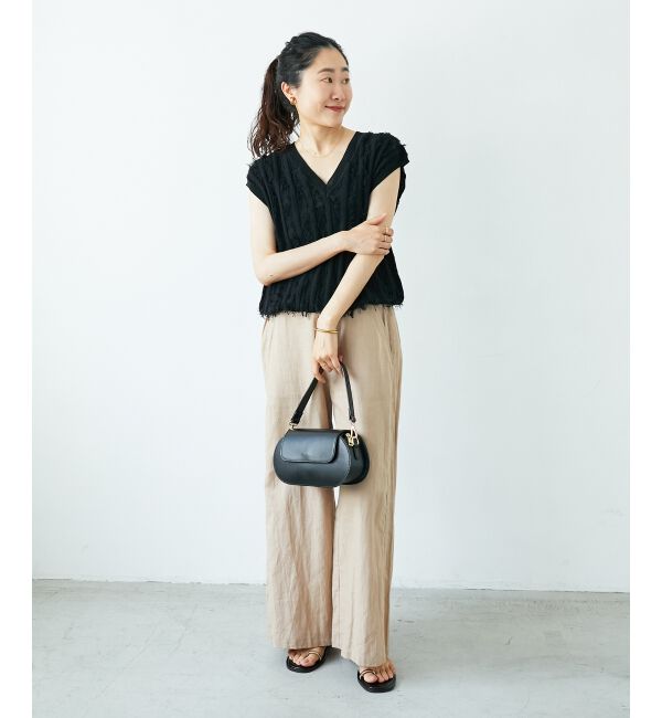  「《夏に向けた快適な1枚》麻ワイドクロップドパンツ」|その他|