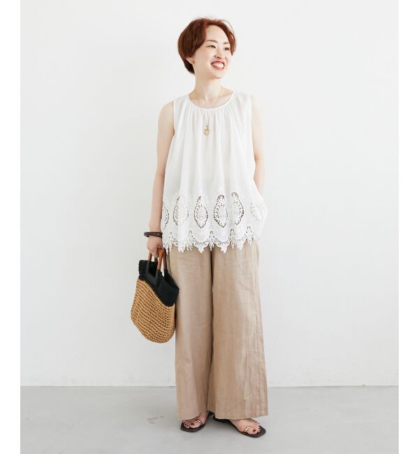  「《夏に向けた快適な1枚》麻ワイドクロップドパンツ」|その他|