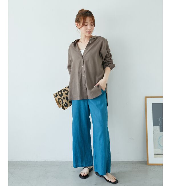  「《夏に向けた快適な1枚》麻ワイドクロップドパンツ」|その他|