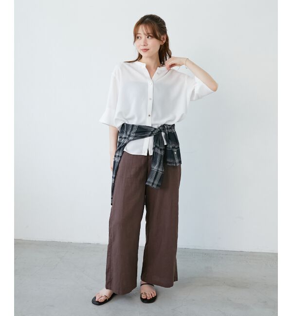  「《夏に向けた快適な1枚》麻ワイドクロップドパンツ」|その他|