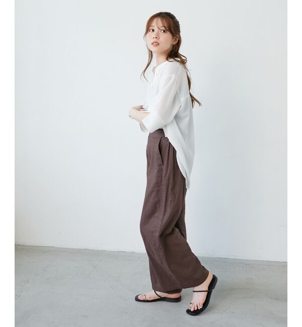  「《夏に向けた快適な1枚》麻ワイドクロップドパンツ」|その他|