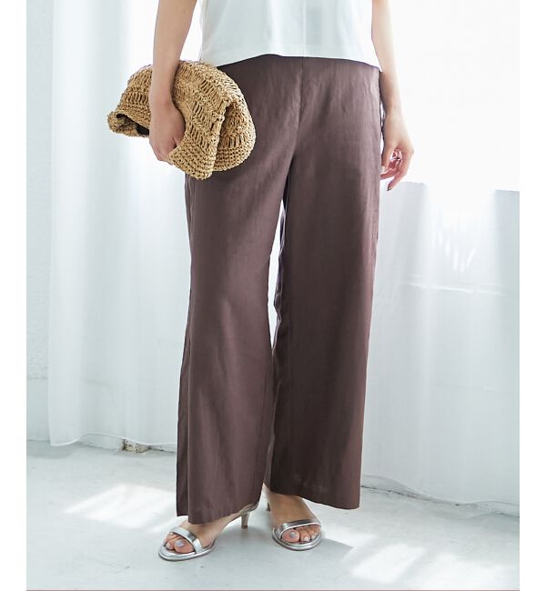  「《夏に向けた快適な1枚》麻ワイドクロップドパンツ」|その他|