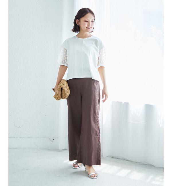 「《夏に向けた快適な1枚》麻ワイドクロップドパンツ」|その他|