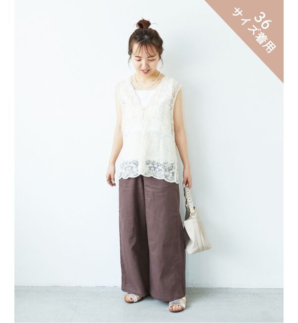  「《夏に向けた快適な1枚》麻ワイドクロップドパンツ」|その他|