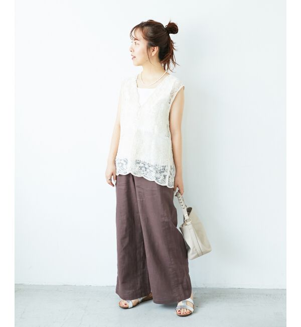  「《夏に向けた快適な1枚》麻ワイドクロップドパンツ」|その他|