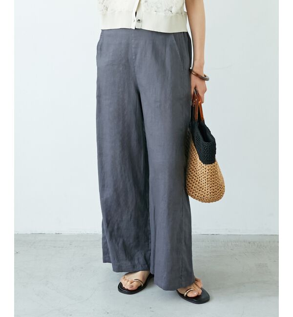  「《夏に向けた快適な1枚》麻ワイドクロップドパンツ」|その他|