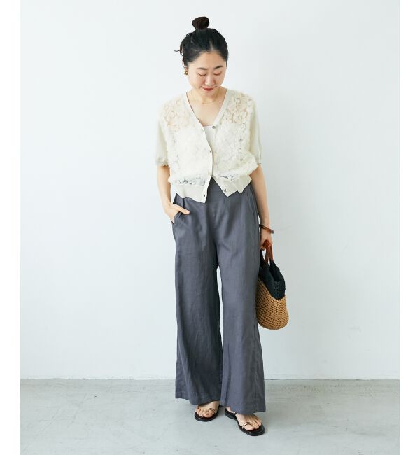  「《夏に向けた快適な1枚》麻ワイドクロップドパンツ」|その他|