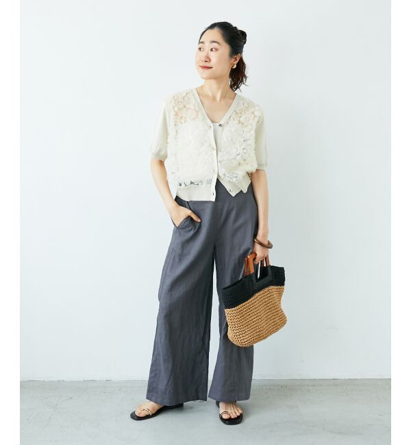  「《夏に向けた快適な1枚》麻ワイドクロップドパンツ」|その他|