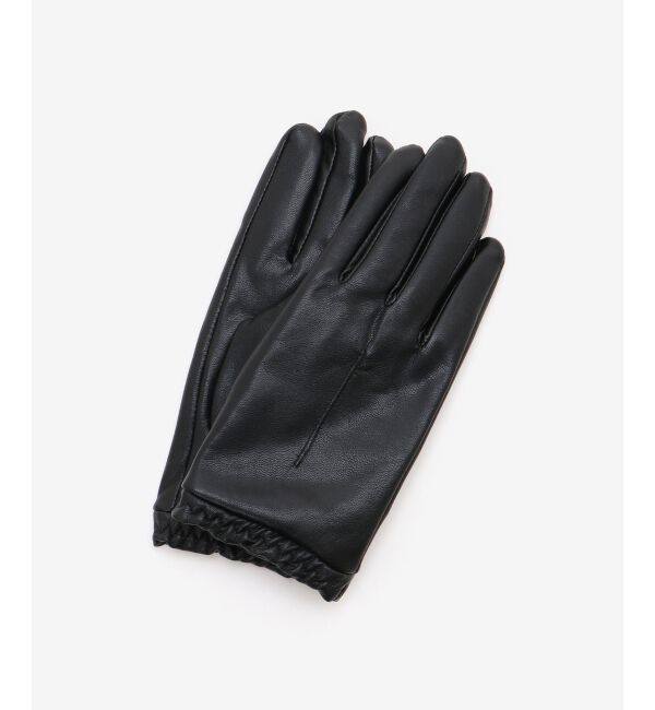 「ギャザーフェイクレザーグローブ」|手袋|