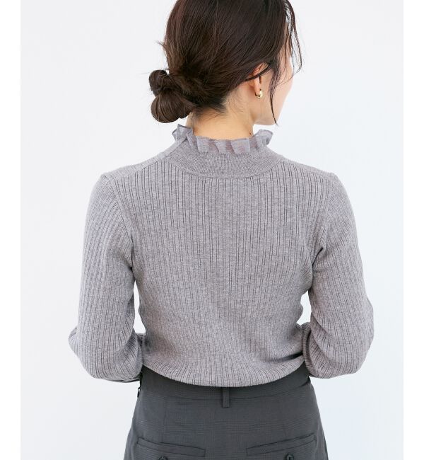  「《手洗い可能》シアーフリルリブニット」|ニット・セーター|