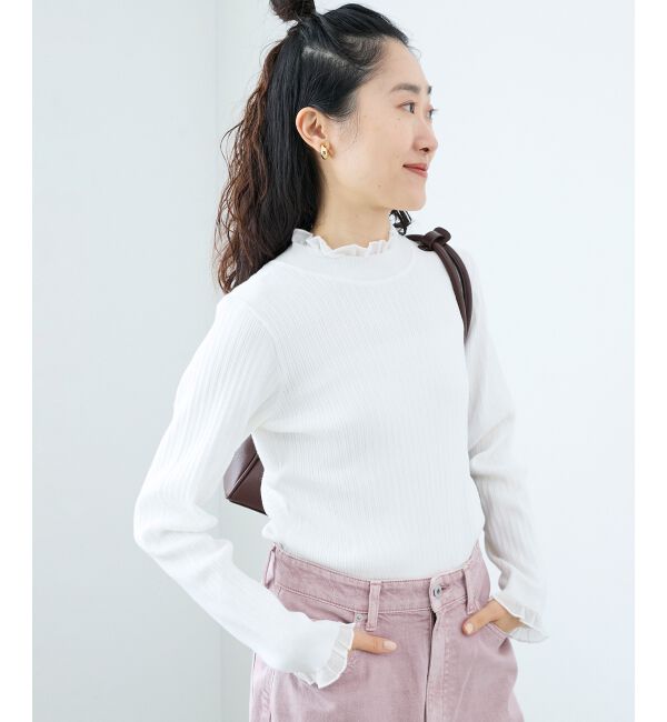  「《手洗い可能》シアーフリルリブニット」|ニット・セーター|