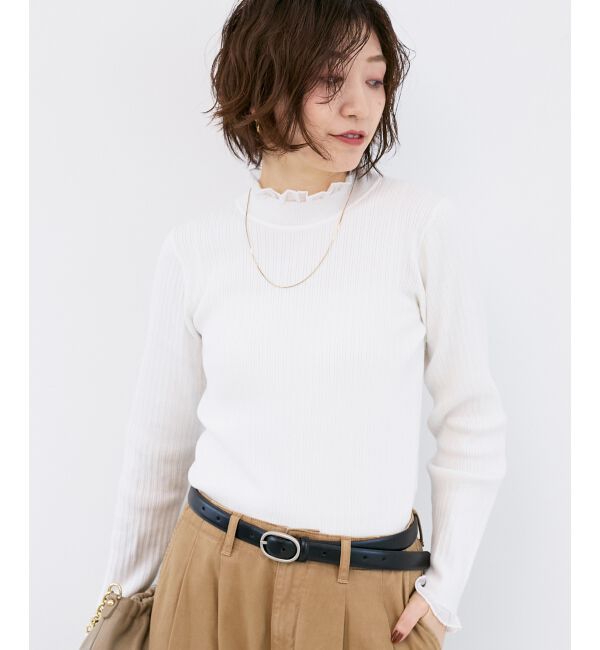  「《手洗い可能》シアーフリルリブニット」|ニット・セーター|