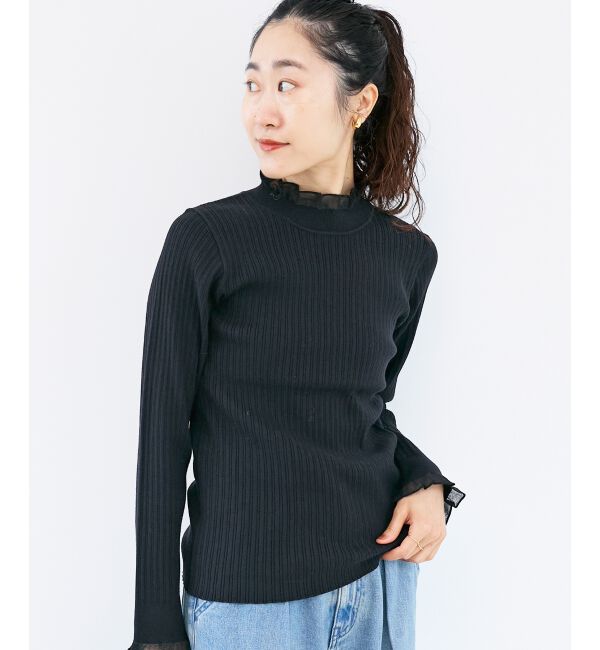  「《手洗い可能》シアーフリルリブニット」|ニット・セーター|