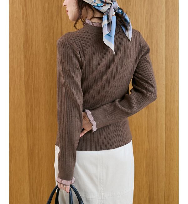  「《手洗い可能》シアーフリルリブニット」|ニット・セーター|