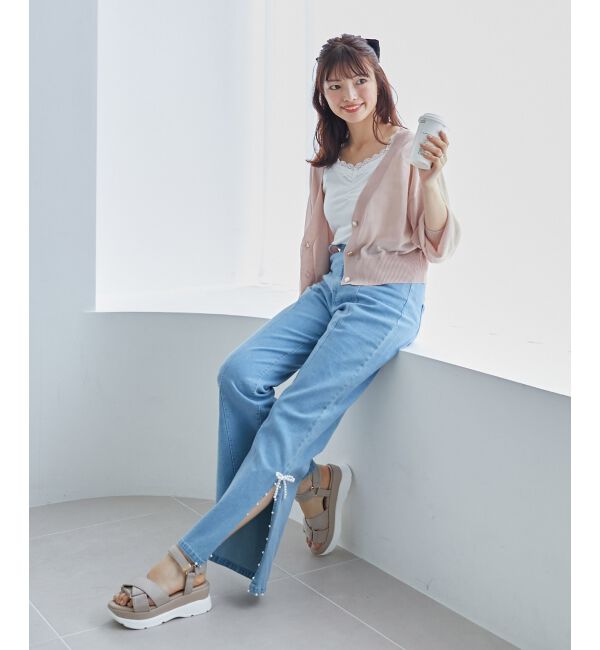 MAJESTICLEGON「パールスリットデニム」|デニム|