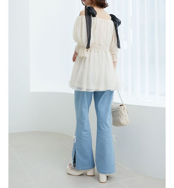 MAJESTICLEGON「パールスリットデニム」|デニム|