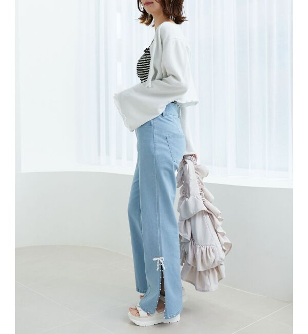 MAJESTICLEGON「パールスリットデニム」|デニム|