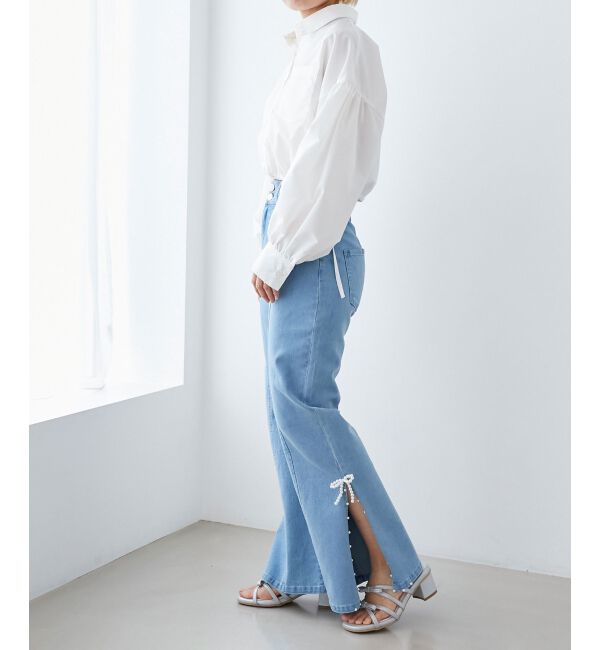 MAJESTICLEGON「パールスリットデニム」|デニム|