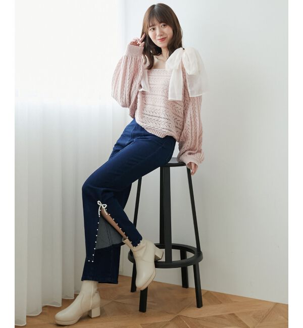 MAJESTICLEGON「パールスリットデニム」|デニム|