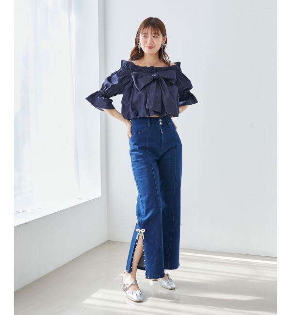 MAJESTICLEGON「パールスリットデニム」|デニム|