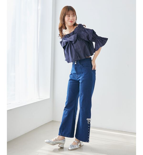 MAJESTICLEGON「パールスリットデニム」|デニム|