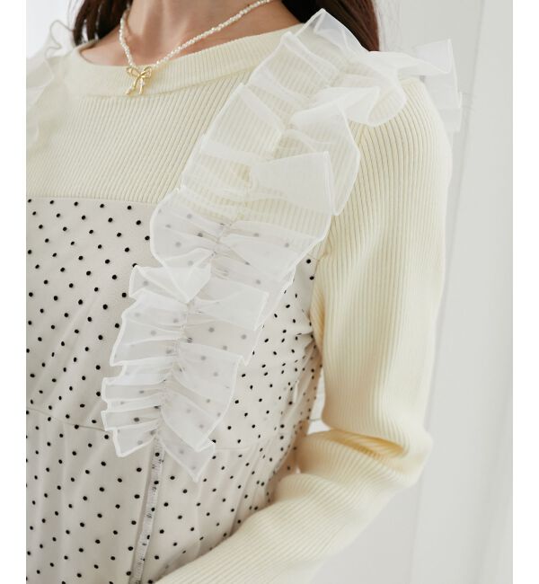 MAJESTICLEGON「ショルダーフリルドッキングワンピ」|ワンピース|