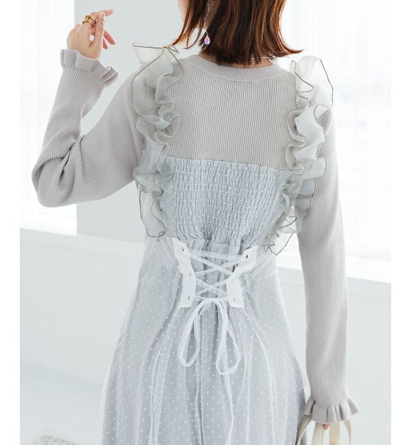 MAJESTICLEGON「ショルダーフリルドッキングワンピ」|ワンピース|