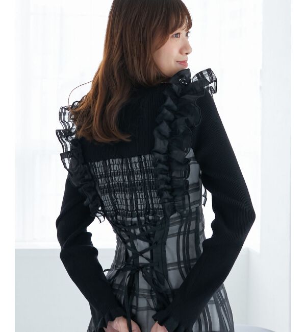 MAJESTICLEGON「ショルダーフリルドッキングワンピ」|ワンピース|