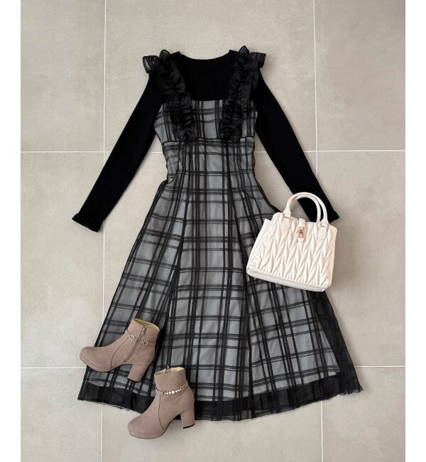 MAJESTICLEGON「ショルダーフリルドッキングワンピ」|ワンピース|