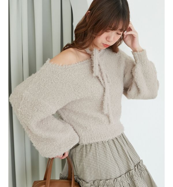 MAJESTICLEGON「チョーカー付きプードルニット」|ニット・セーター|