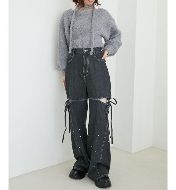 MAJESTICLEGON「チョーカー付きプードルニット」|ニット・セーター|