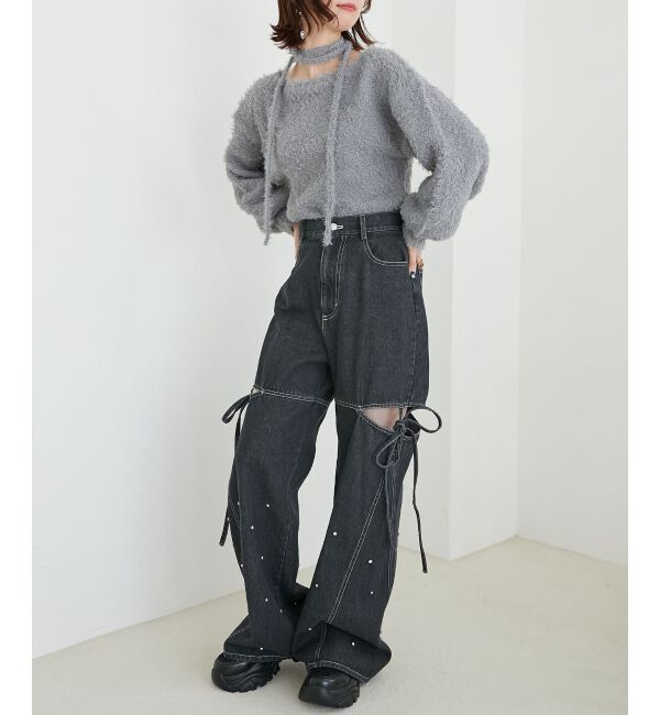 MAJESTICLEGON「チョーカー付きプードルニット」|ニット・セーター|