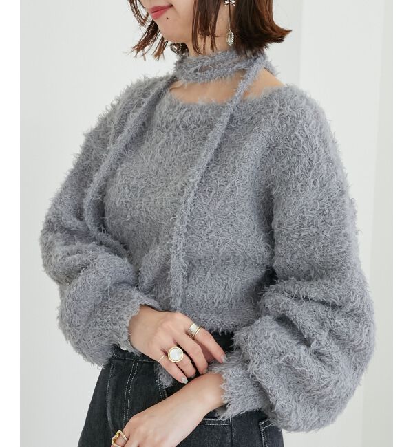 MAJESTICLEGON「チョーカー付きプードルニット」|ニット・セーター|