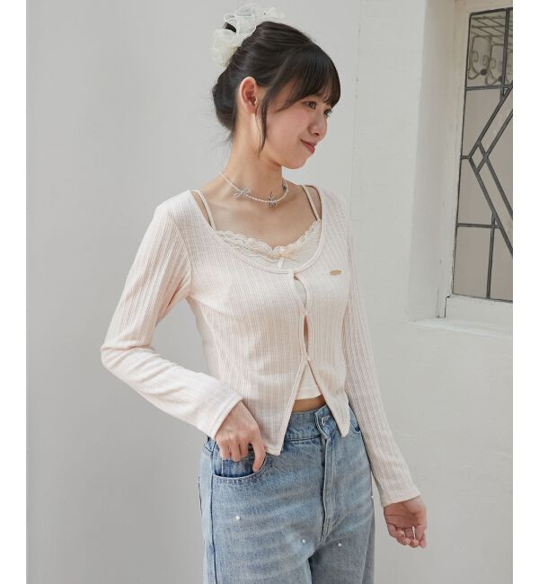  「キャミレイヤードライクカットトップス」|Tシャツ・カットソー|