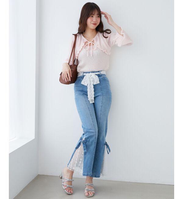  「デコルテオープンメッシュニット」|ニット・セーター|