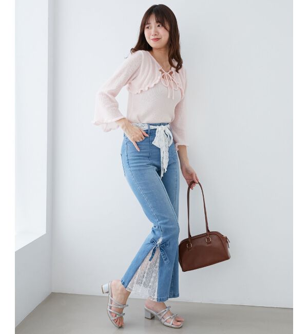  「デコルテオープンメッシュニット」|ニット・セーター|